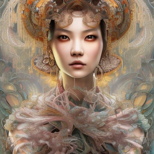 Elaborate Portrait of Asian Woman in Fantasy Art Style