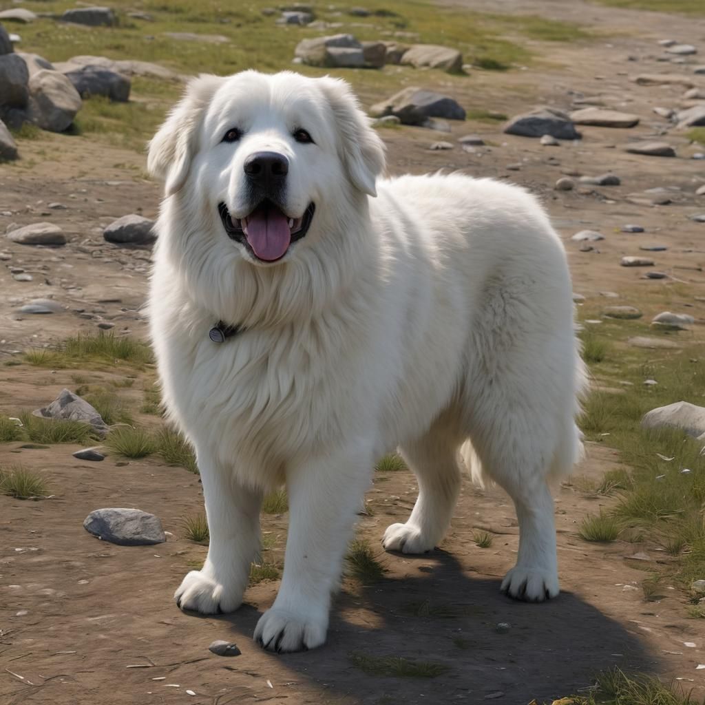 Great Pyrenees in 3D Game Cinematic Style