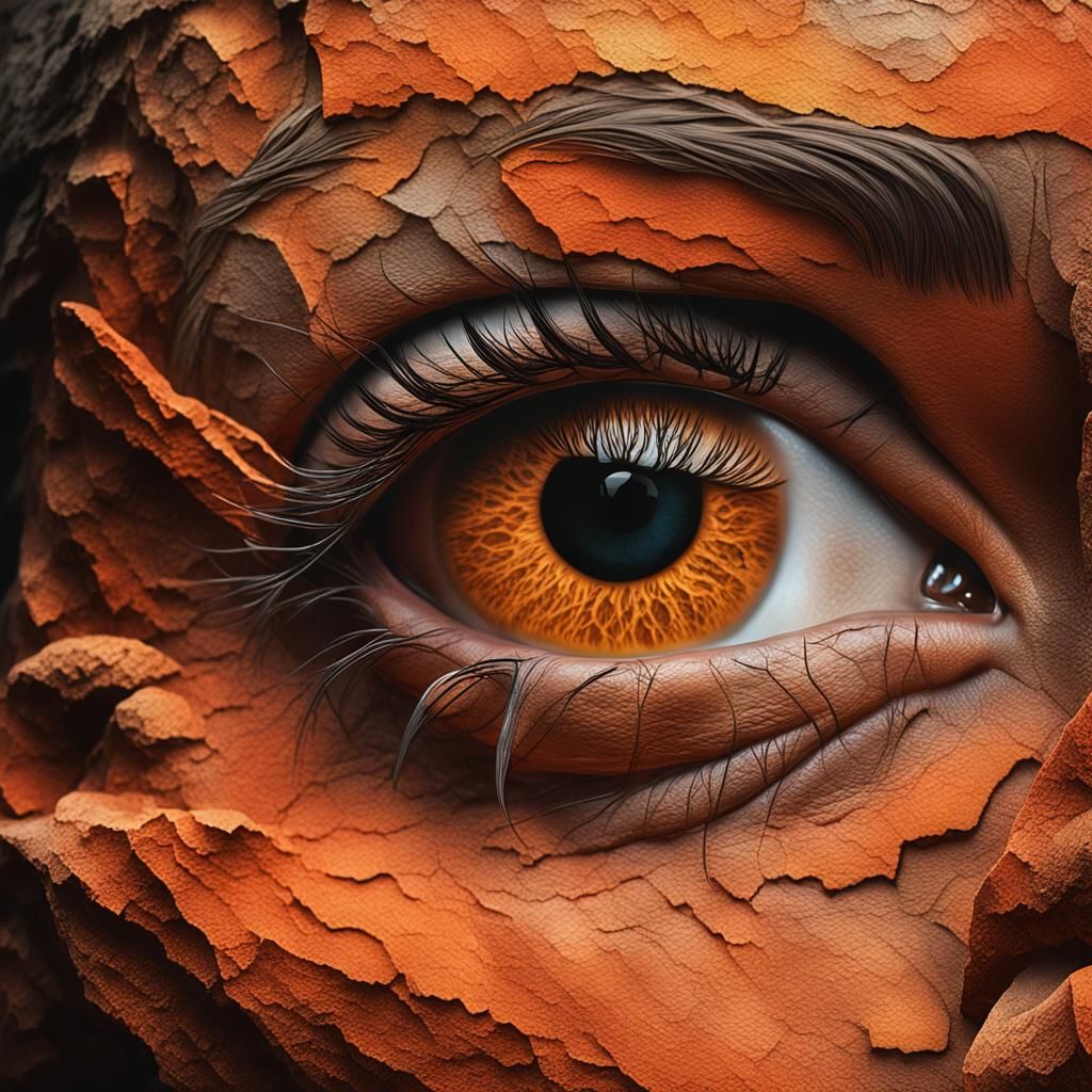 Surreal Stone Woman with Celestial Eyes