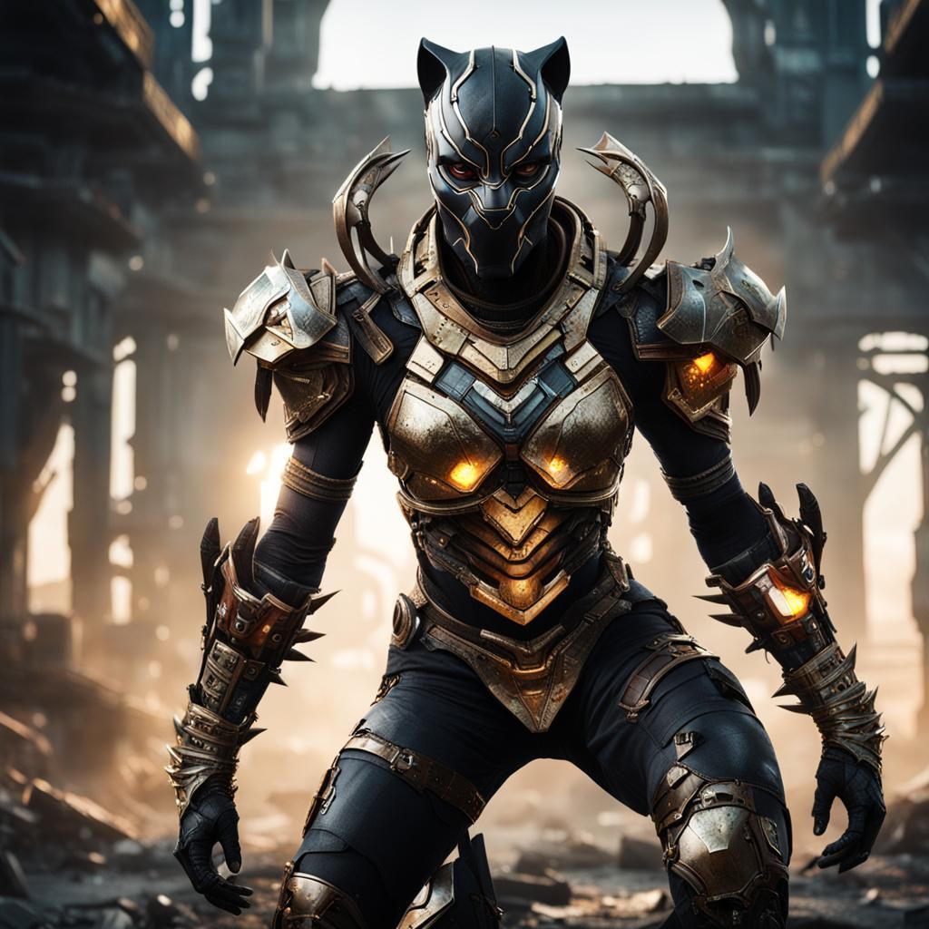 Black Panther Oni Demon in Post-Apocalyptic World