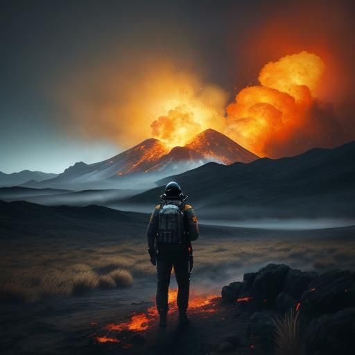 Astronaut Receives Message in Fiery Hellscape