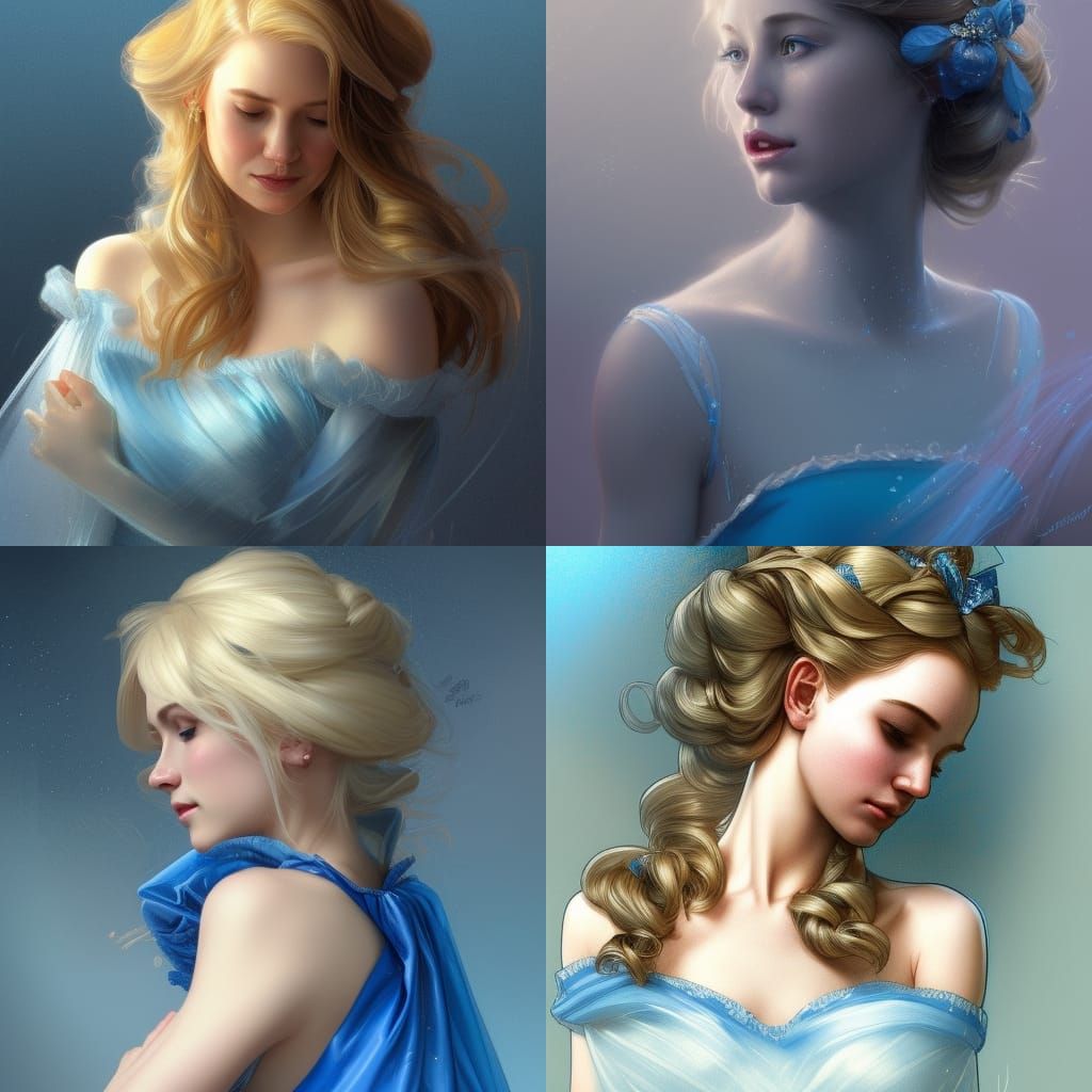 Cinderella Crying: Detailed Portrait in Digital Art Style
