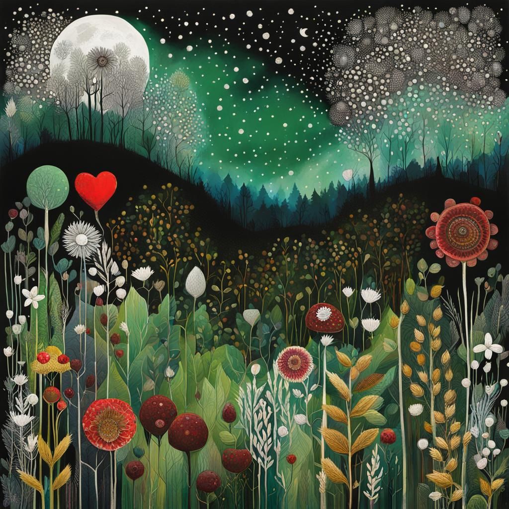 Garden in Love Forest Mixed Media Painting