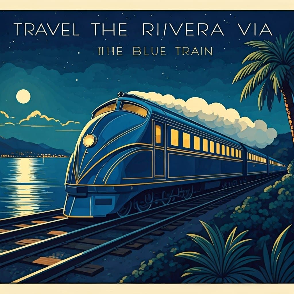 Le Train Bleu, my Vintage Travel Poster entry, based on Agatha Christie’s The Blue Train.