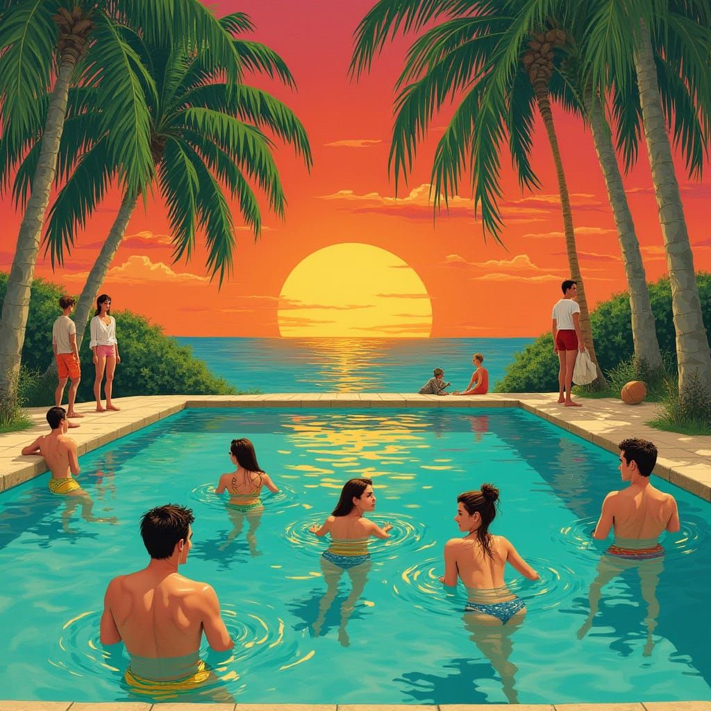 Turquoise Pool Party in Art Nouveau Style