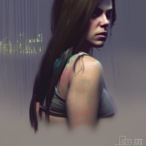 GTA Inspired Woman, Matte Painting Style