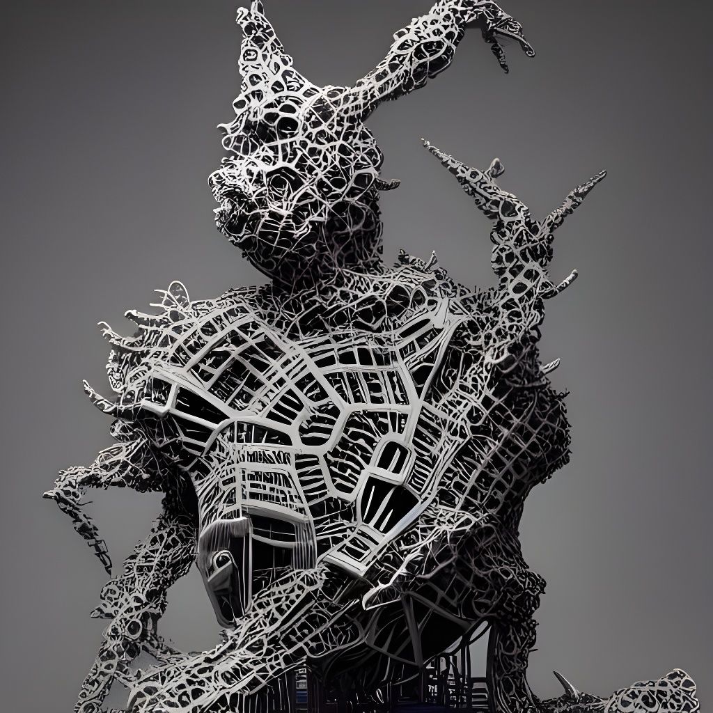 Menacing Sci-Fi Horror Sculpture in Lowbrow Style