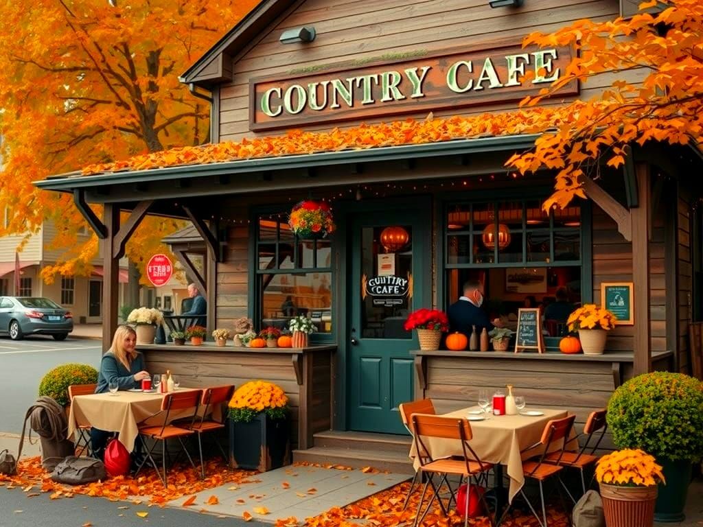 Autumn Country Cafe Amidst Fall Foliage