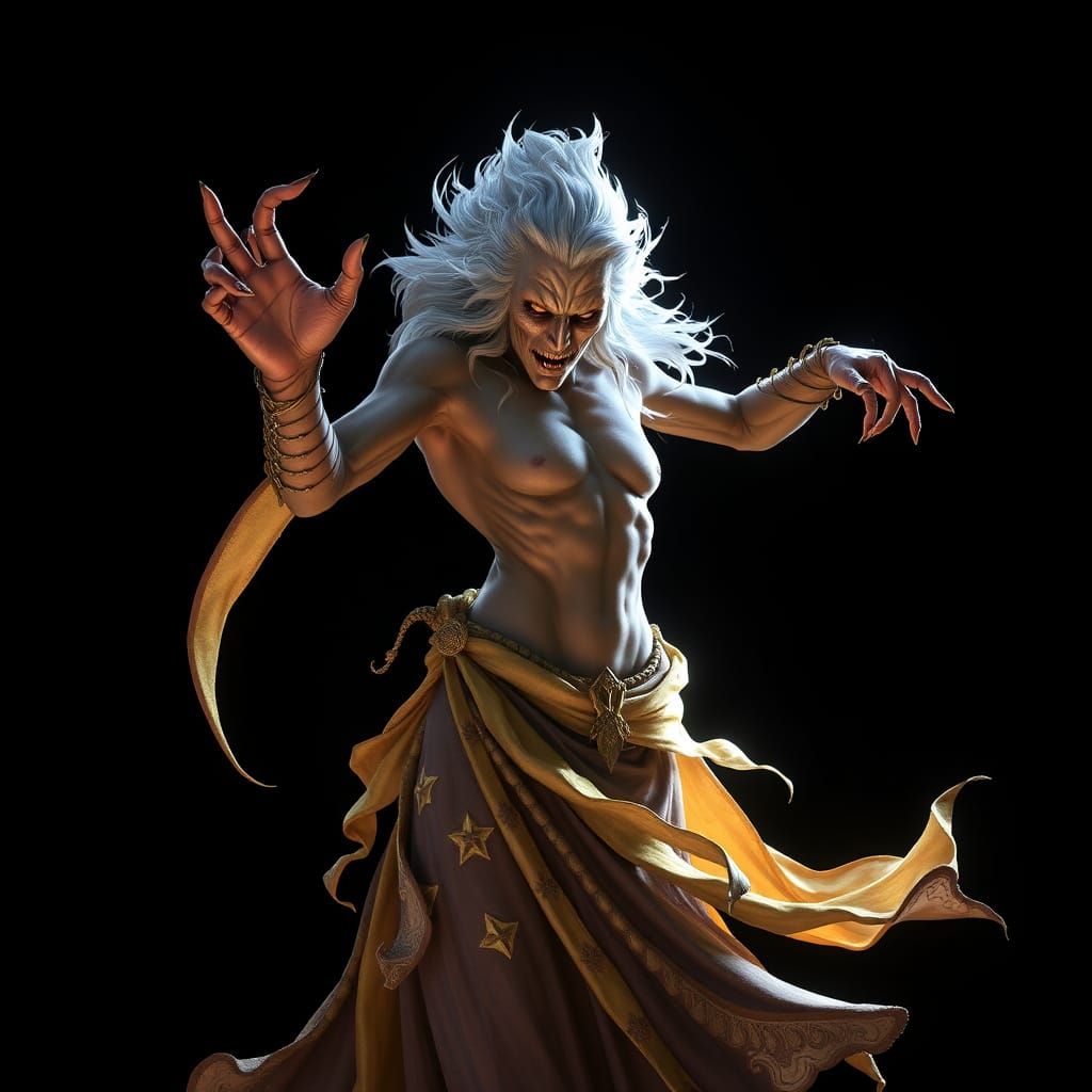 Ethereal Silver Being in Dark Fantasy Style