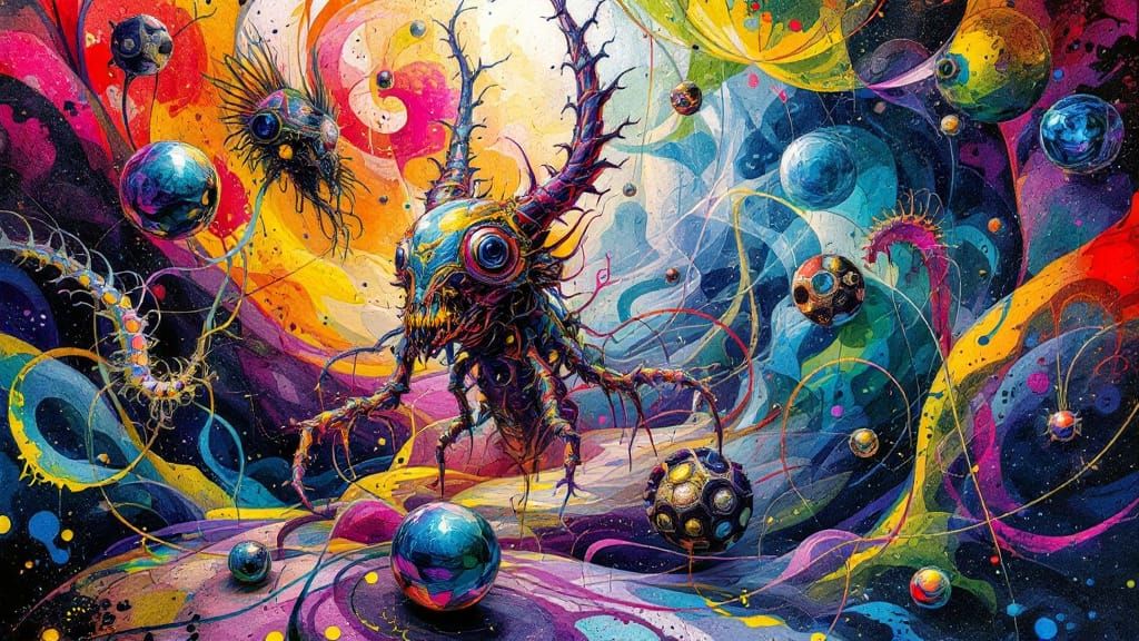Surreal Quantum Realm with Floating Cryptids