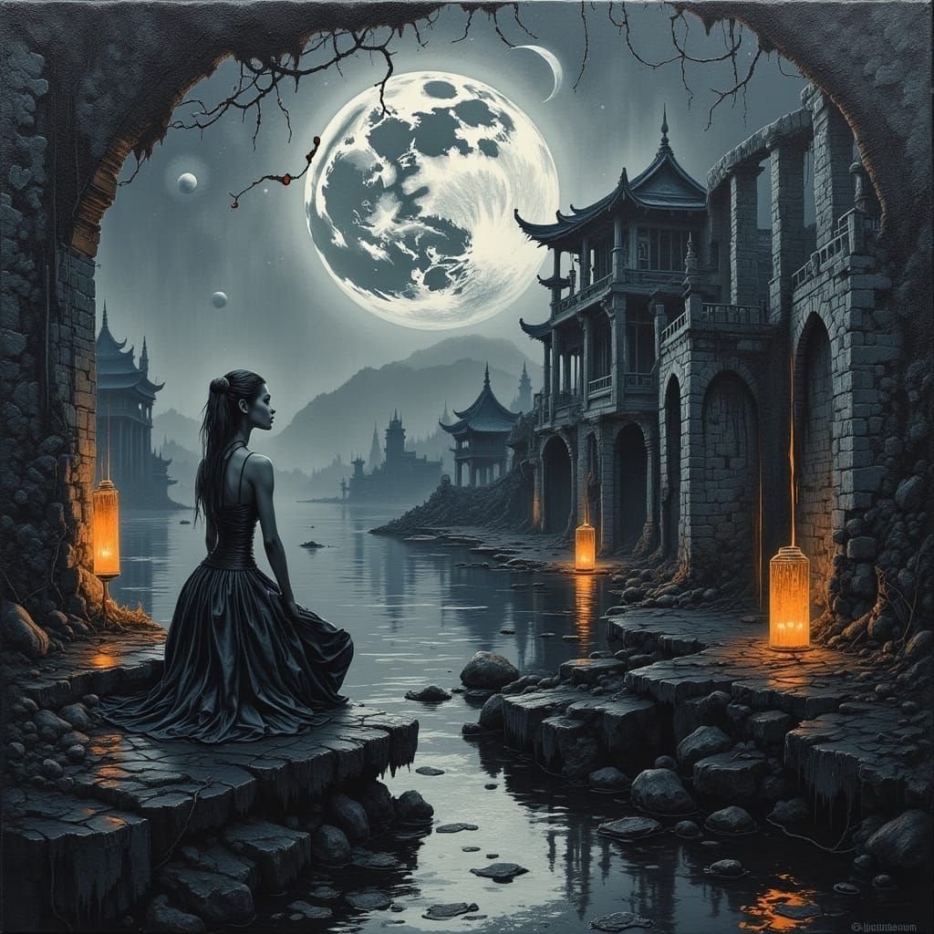 Moon Goddess Daughter by Ruined Quay in Chiaroscuro