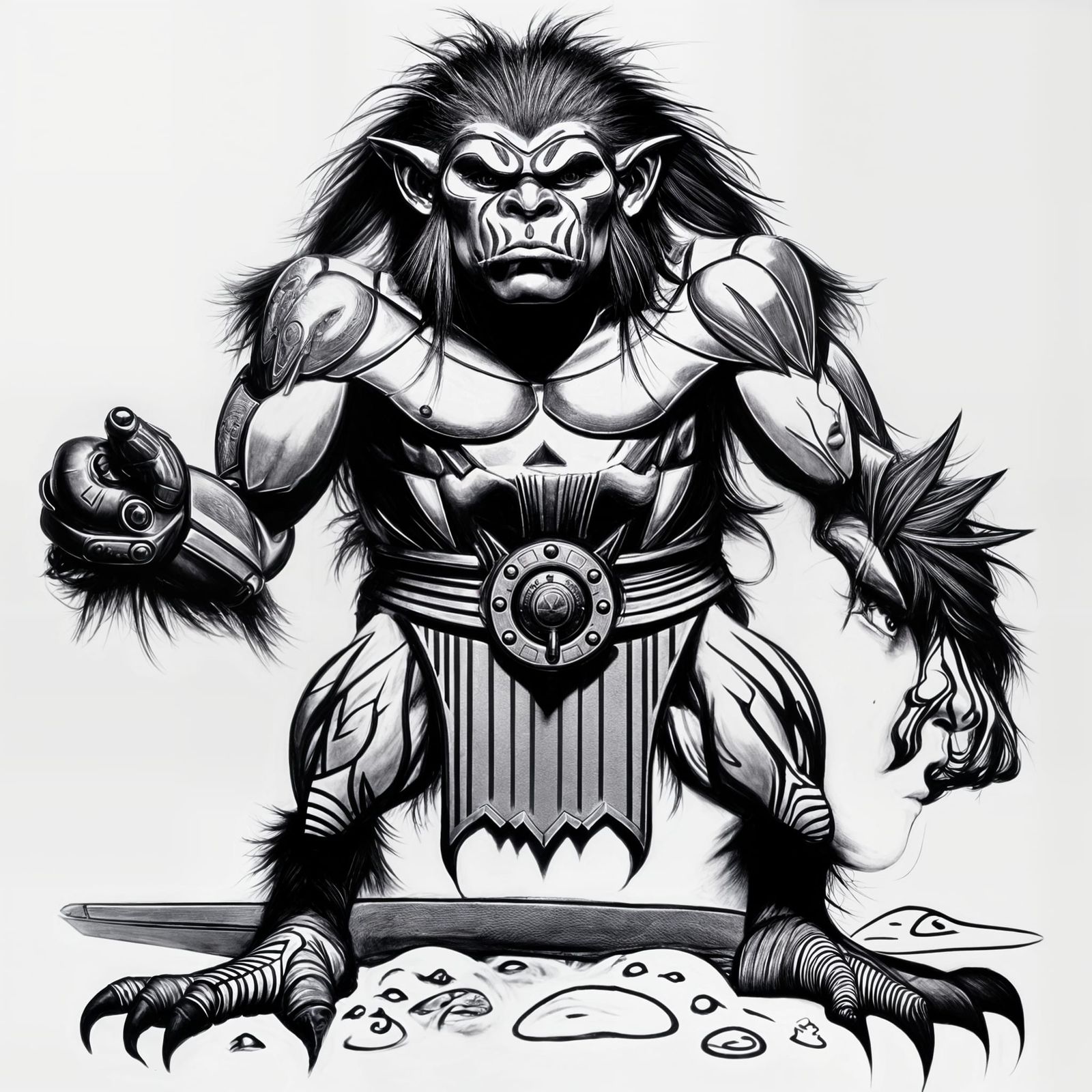 The drawing of a troll from the 1st ed D&D monster manual.