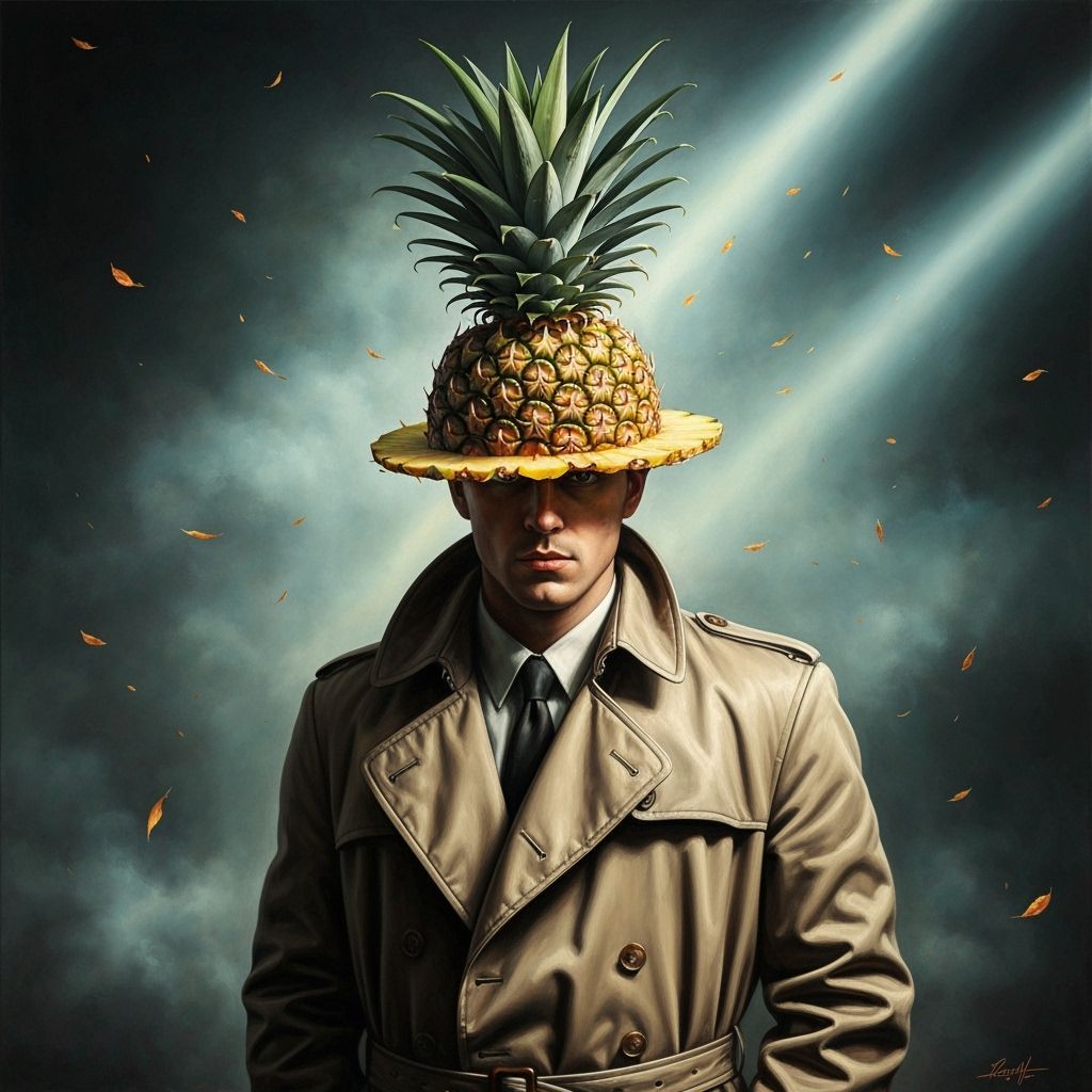 Man in Pineapple Hat Oil Painting