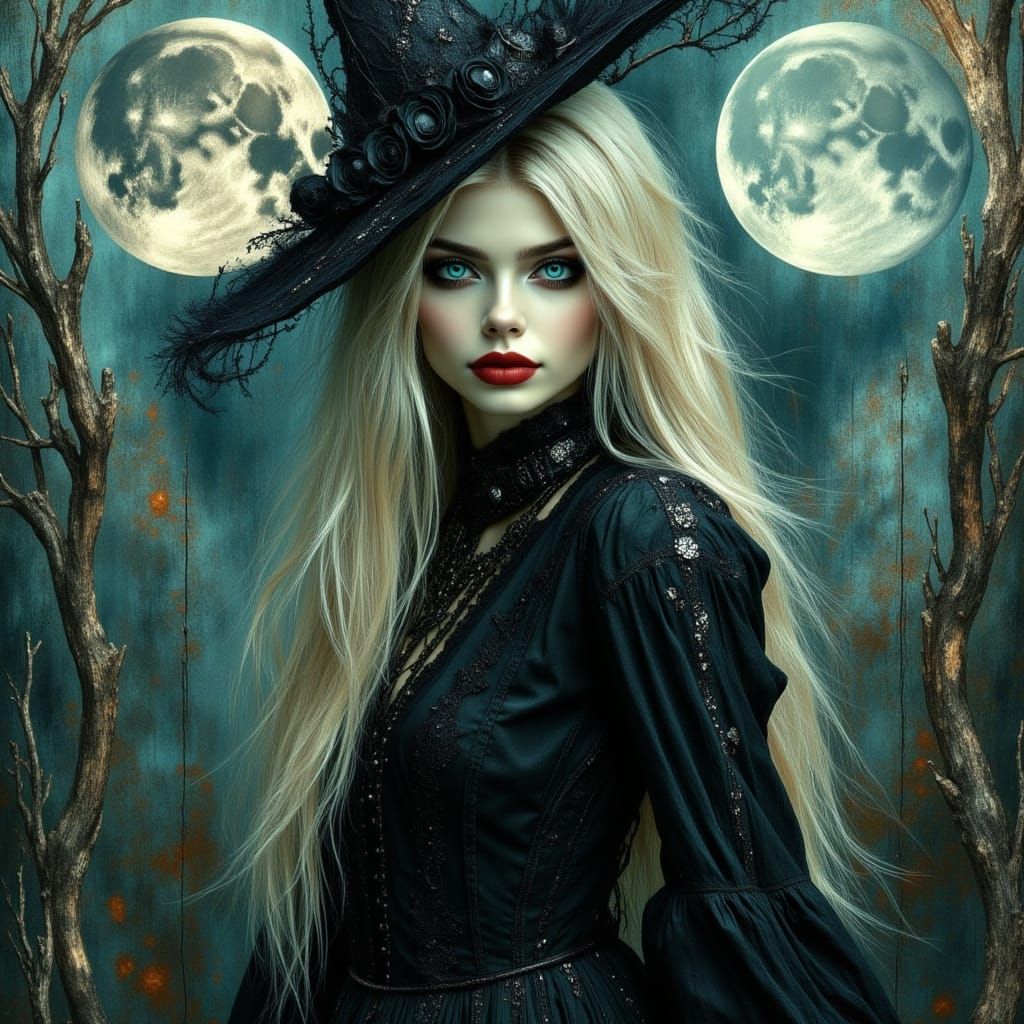 Gothic Victorian Lady in Dark Surrealist Style