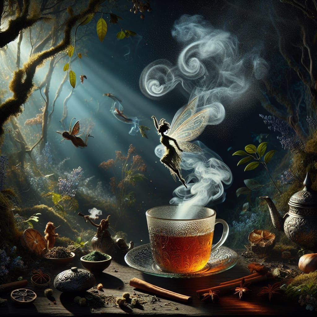 Enchanted Forest Fairy Made of Vapor in Romanticism Style