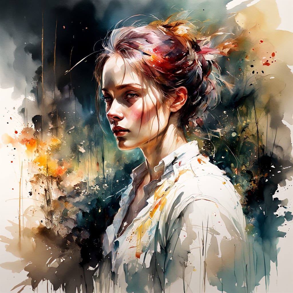 Lush Valley Hamlet in 18th Century Watercolor Style