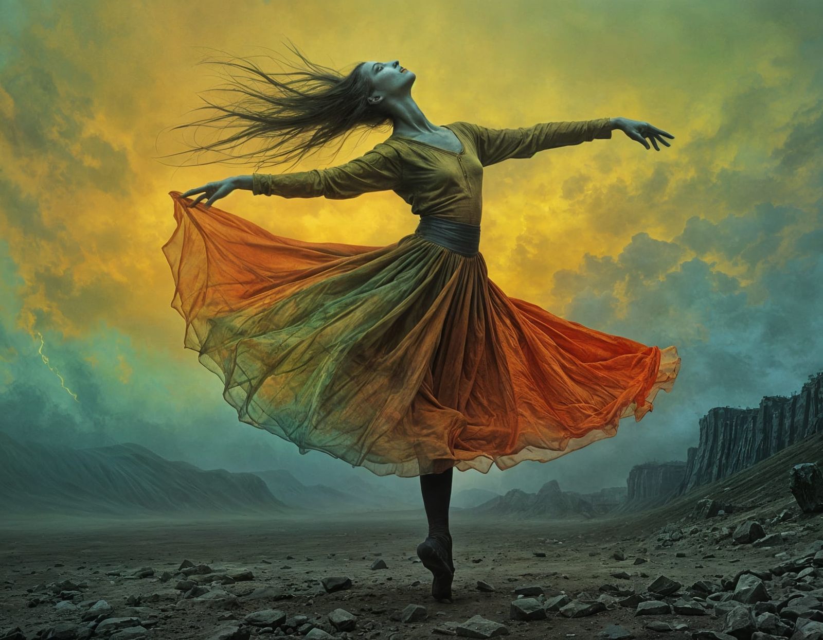 Beksiński-Inspired Colorized Dancer