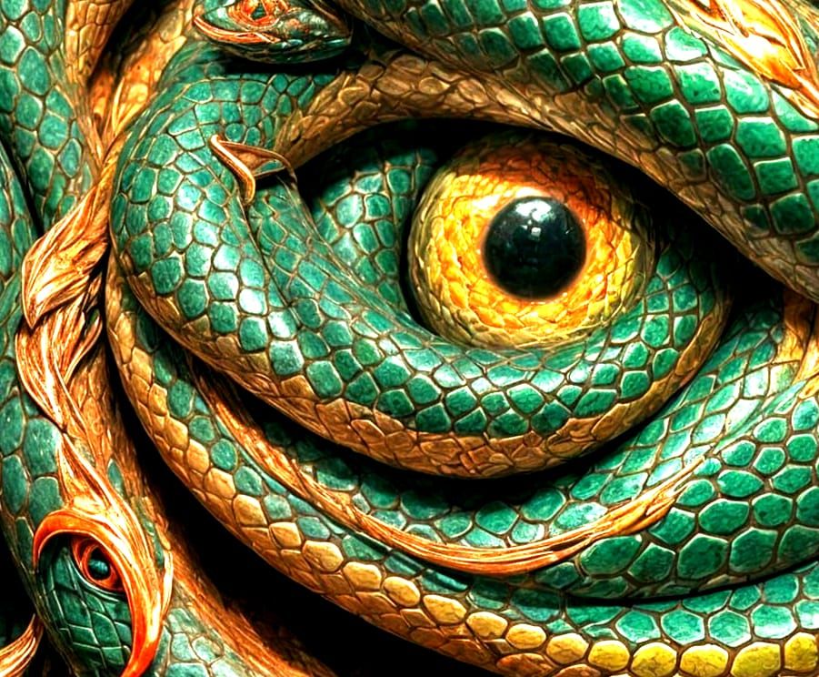 Striking Snake Eye in Fiery Fantasy Art
