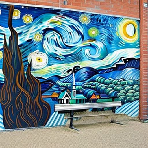 Robot Creates Starry Night Style Mural