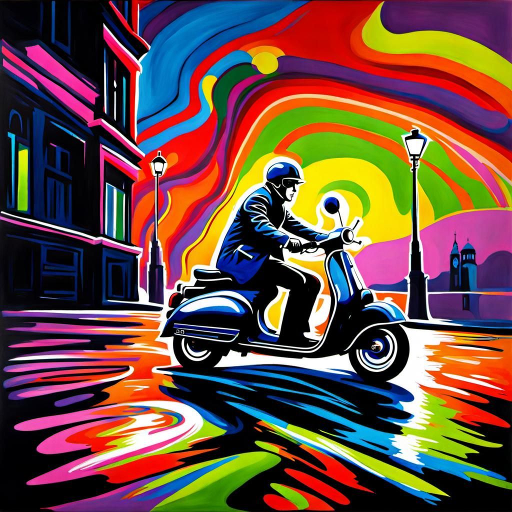 Psychedelic Mod on Scooter: Quadrophenia Painting
