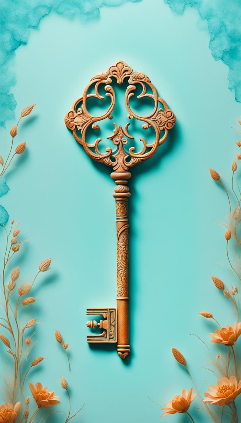 Ethereal Floral Magic Key in Minimalist Art