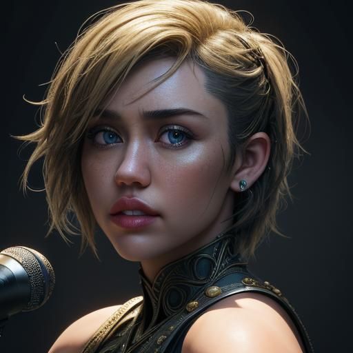 Passionate Singer Portrait in Art Nouveau Style