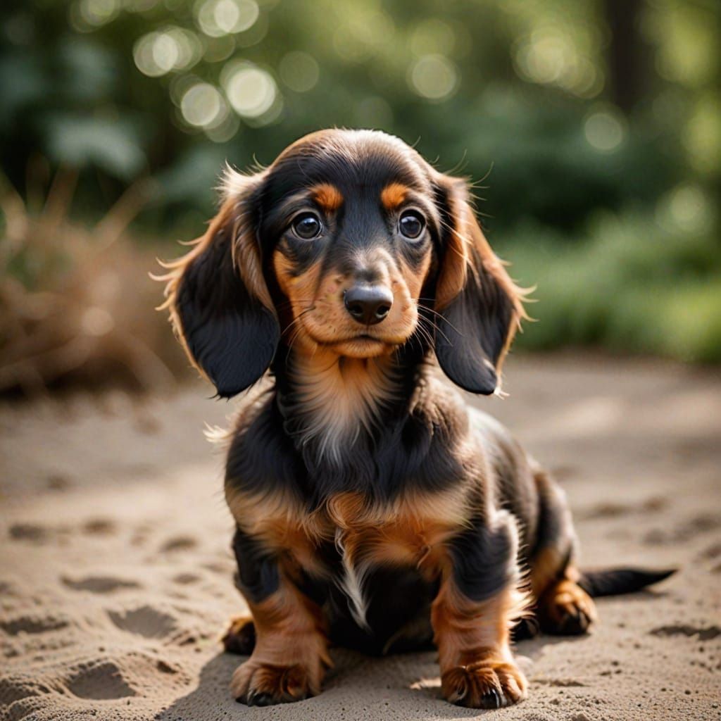 Long-Haired Dachshund Puppy in Soft Focus