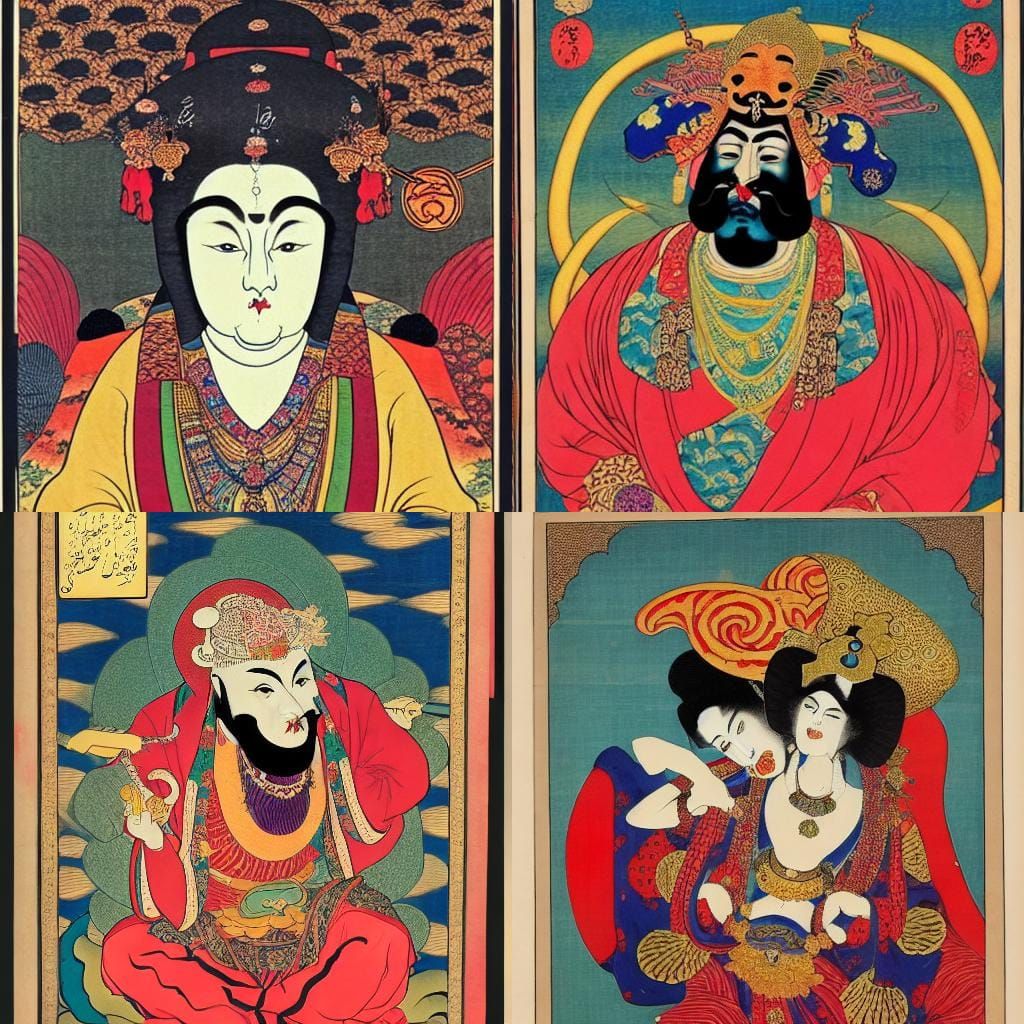 Monstrous Genie in Gothic Psychedelic Qajar Art