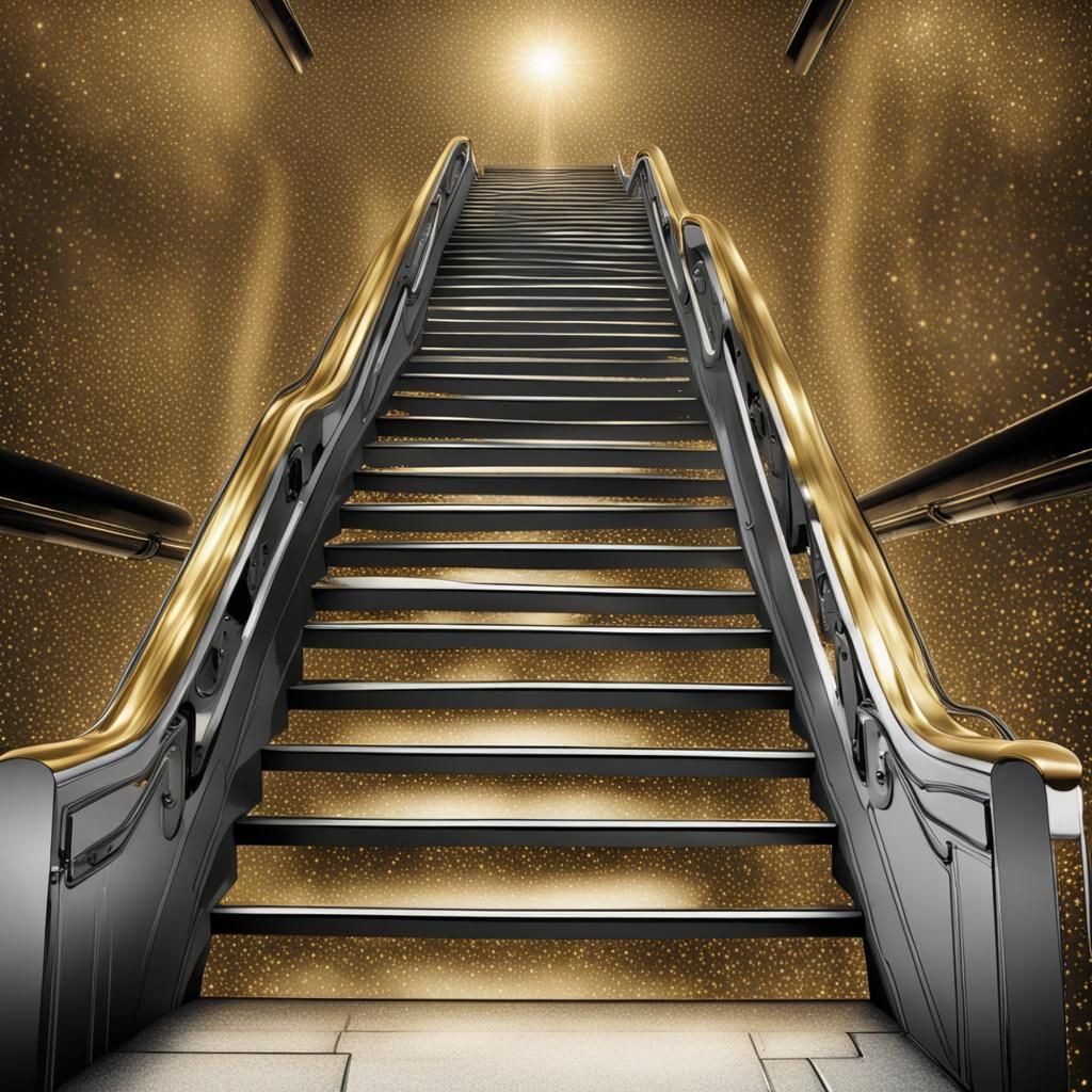 Golden Stairway to Heaven: Surreal Ascent