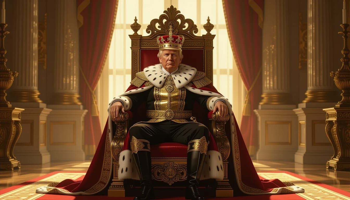 Donald Trump as King in White House Throne Room