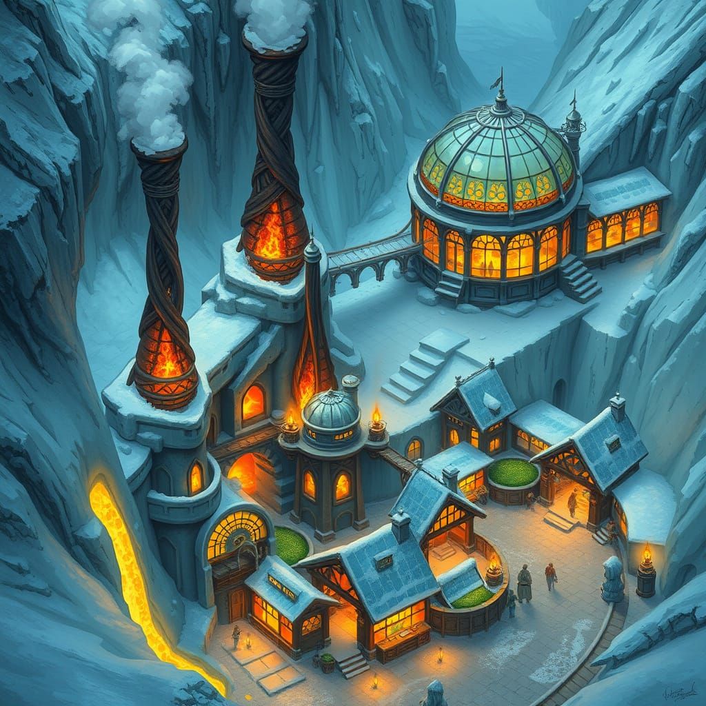 Twisted Ice Spires and Geothermal Forges in a Frostbitten La...