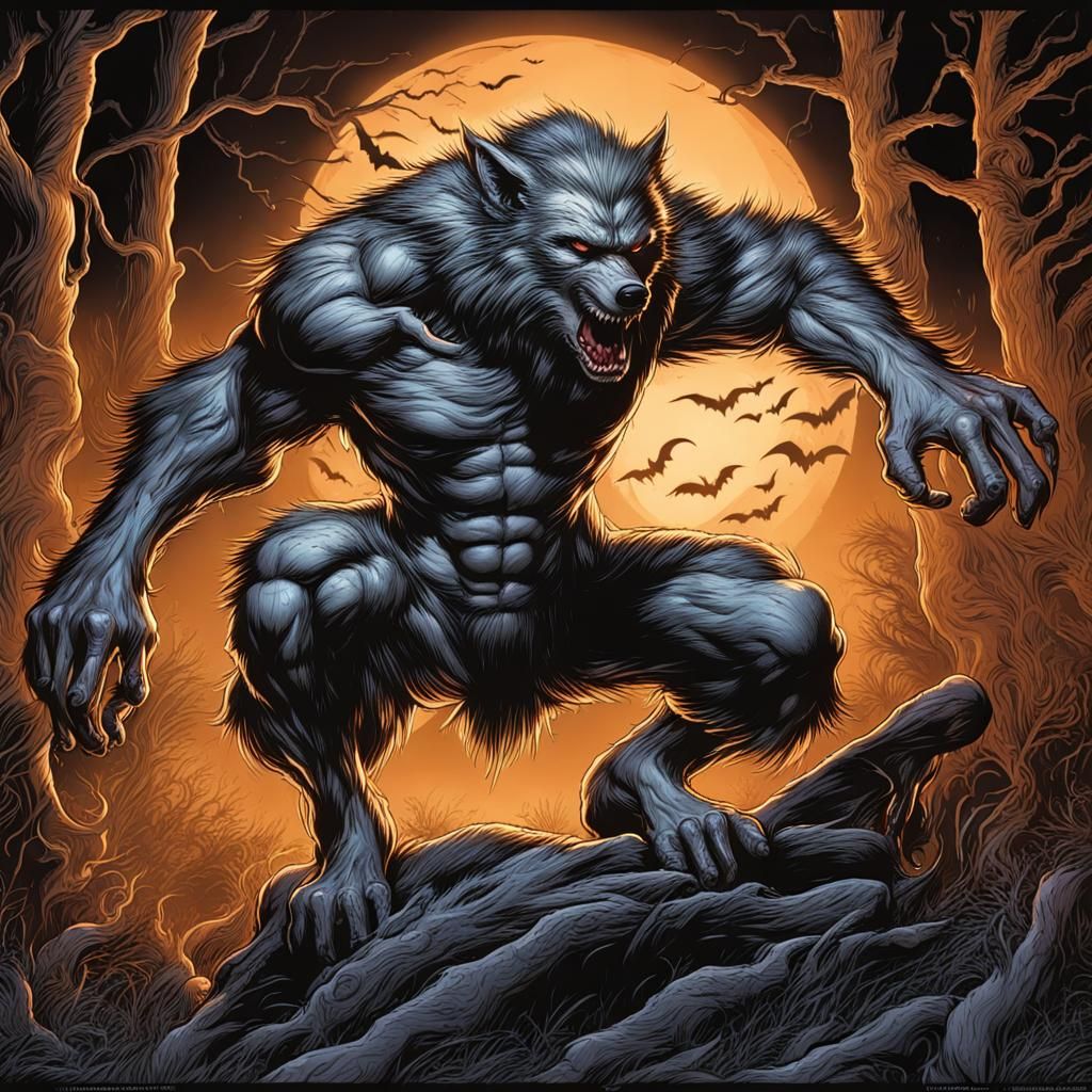 Hyperrealistic Werewolf Comic Book Art for Halloween