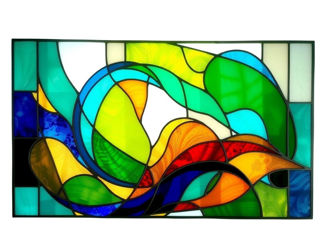 Vibrant Stained Glass Artwork in Art Nouveau Style