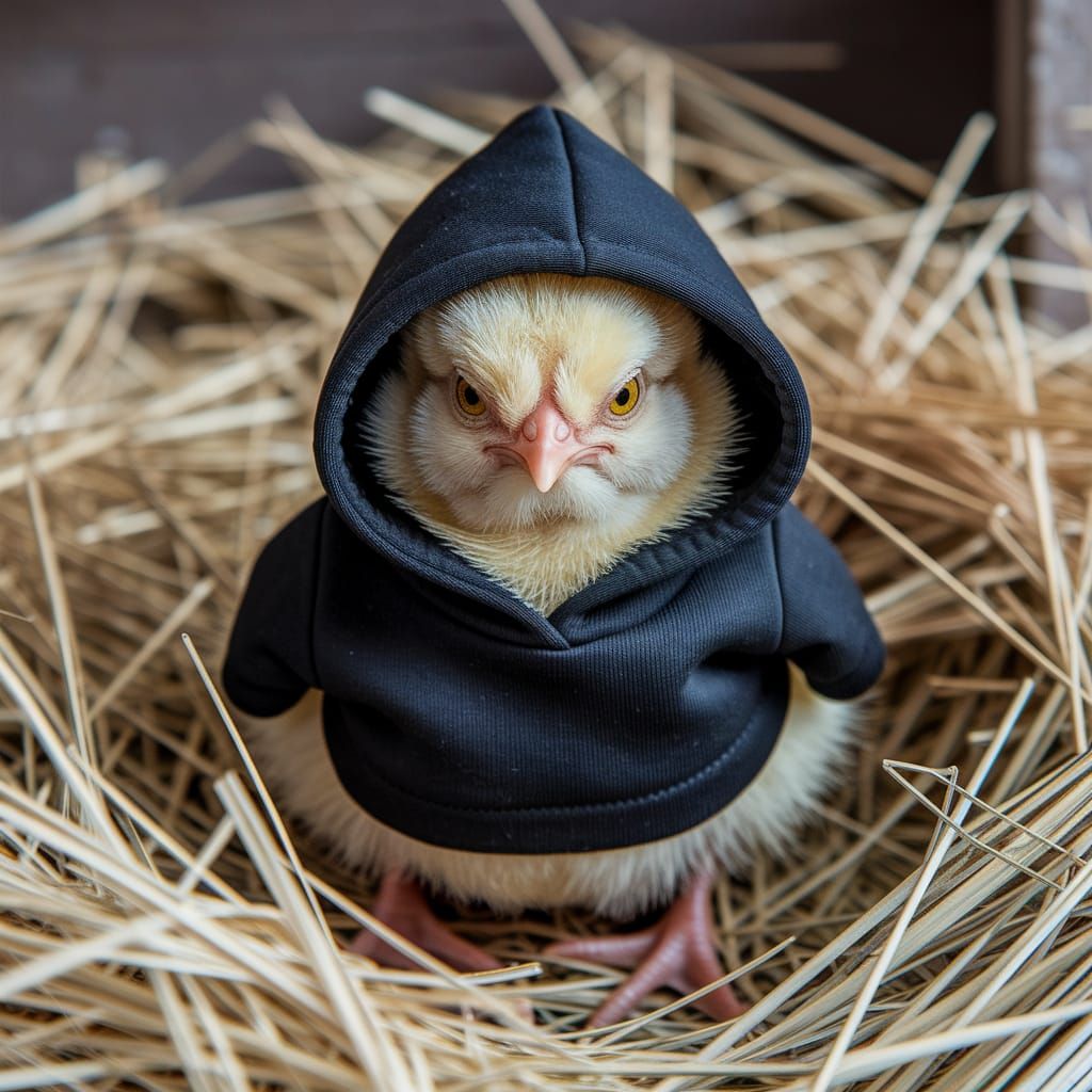 Angry Chick in Hoodie Photorealistic Image