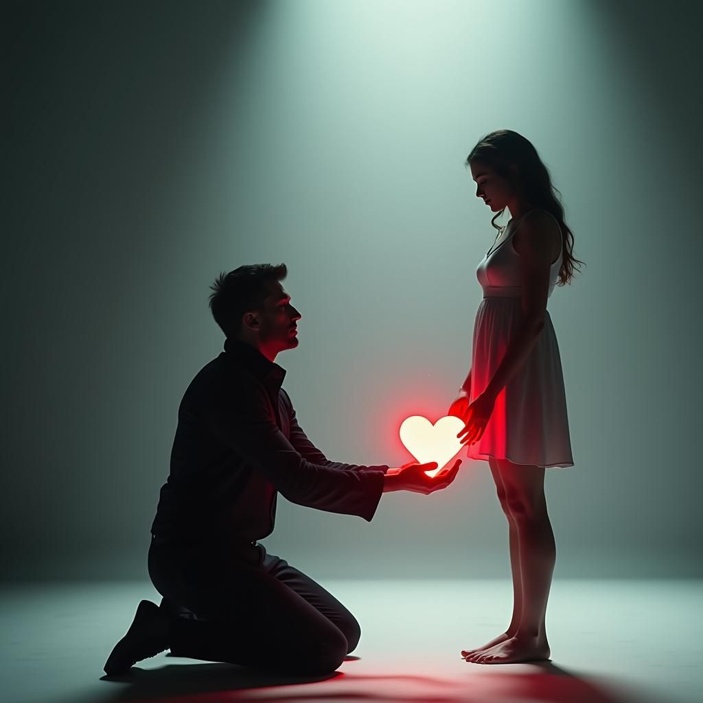 Heart Offering: Cinematic Silhouette of Love and Indifferenc...