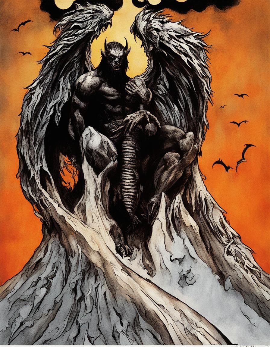 Demonic Devil of the Dark Age in Black and White