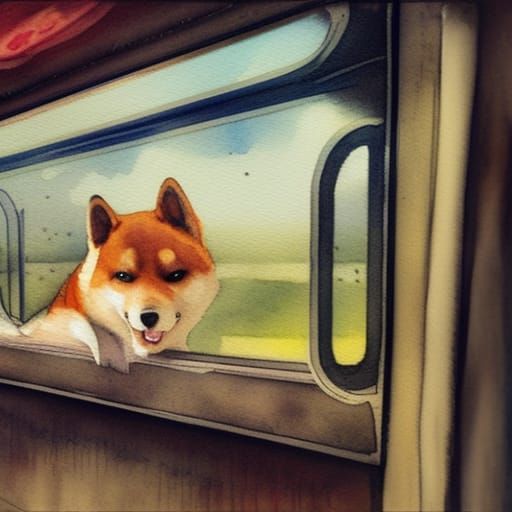 Shiba Inu on a Train 7