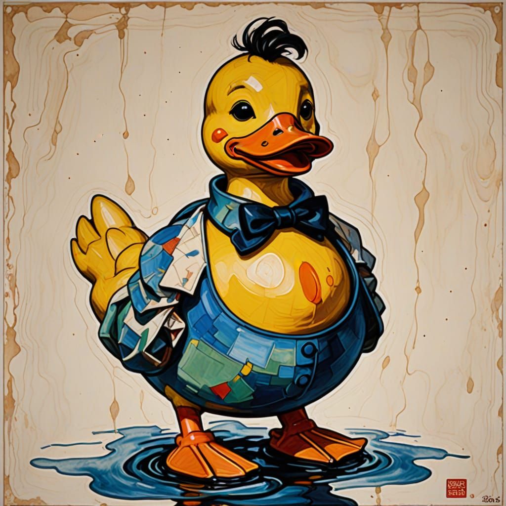Psychedelic Rubber Duck in Art Nouveau Style