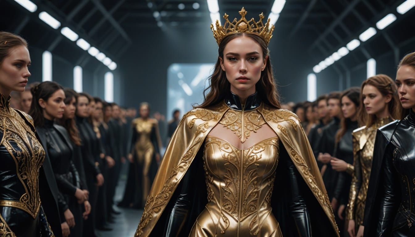 Sultry Fashion Goddess in High-Tech Latex Attire