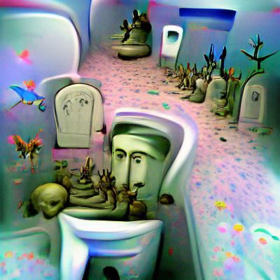 Surreal Toilet Cemetery: A Trippy Vision
