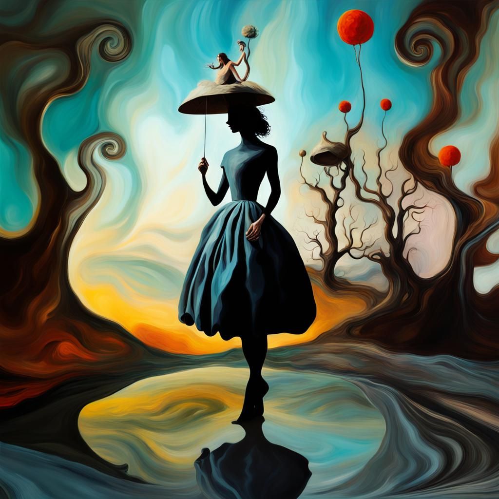 Surreal Silhouette Art in Impasto Oil Painting