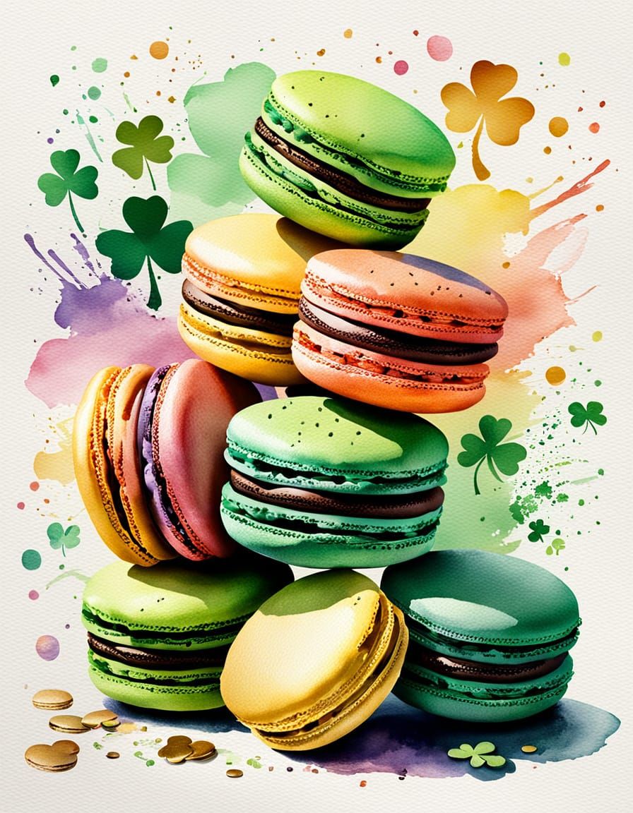 Delicate Macarons in a Pastel Rainbow of St. Patrick's Day