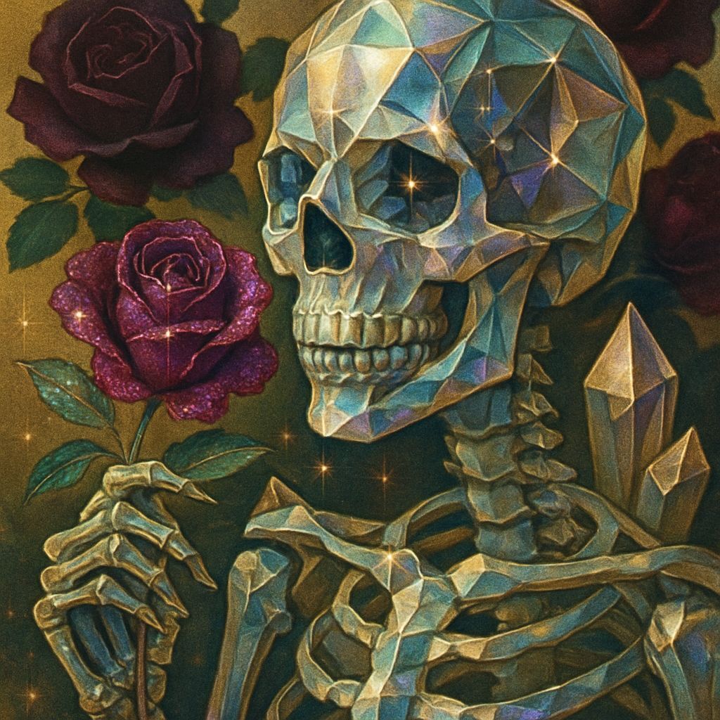 Golden Age Surrealist Dream of a Crystalline Skeleton