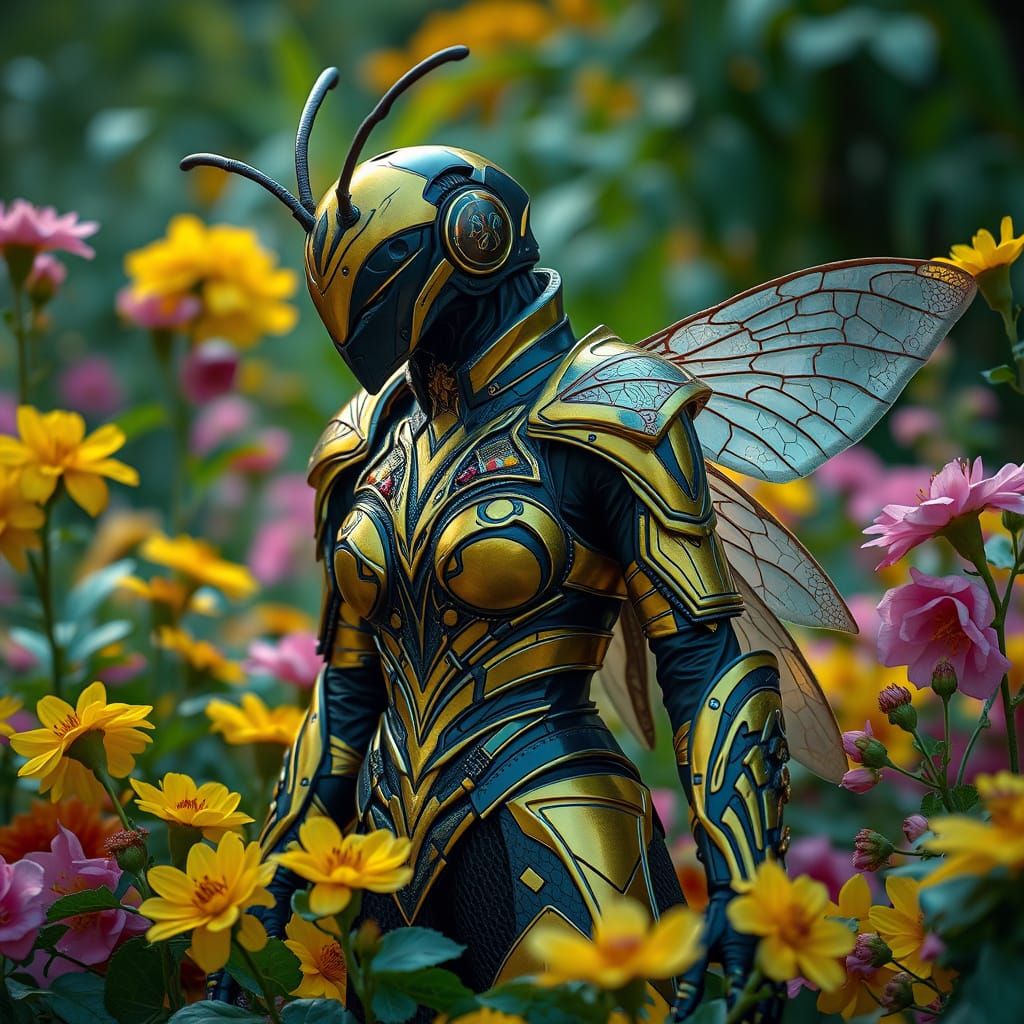 Bee Fae Queen in Iridescent Armor