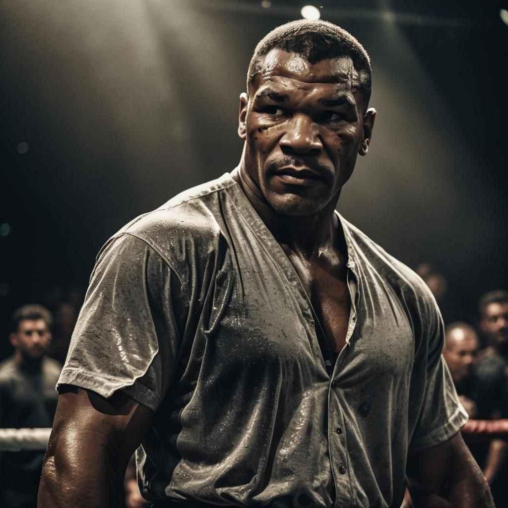 Mike Tyson Portrait in Boxing Ring, Professional Photography