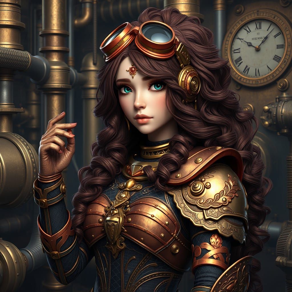 Steampunk Goddess in Industrial Utopia