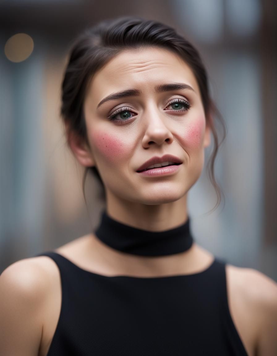 Crying Person in Sharp Focus, Natural Lighting