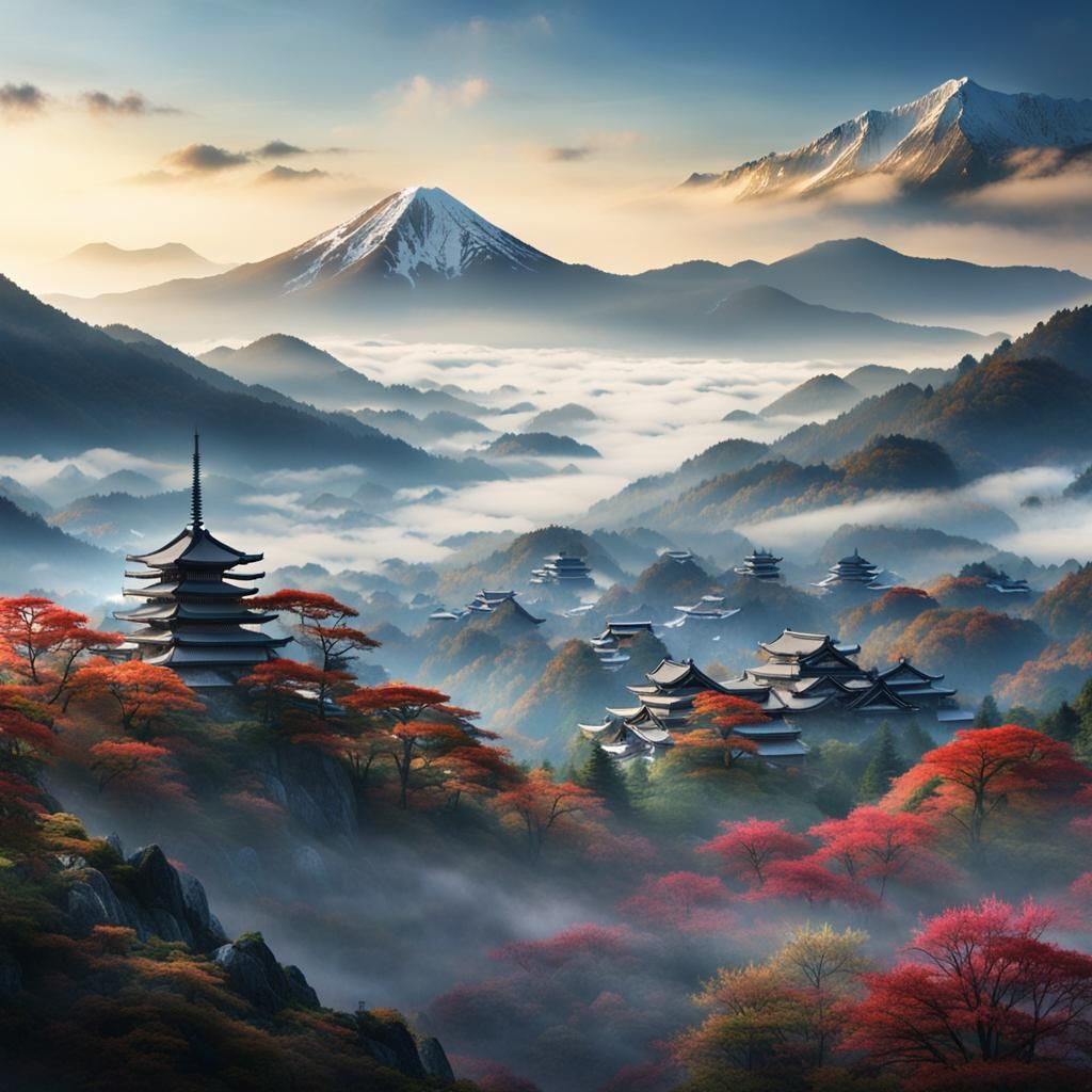 Misty Mountains of Japan: Digital Matte Painting