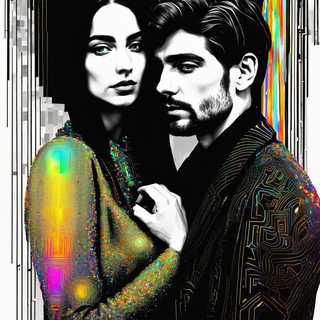 Bohemian Couple Portrait in German Expressionist Style