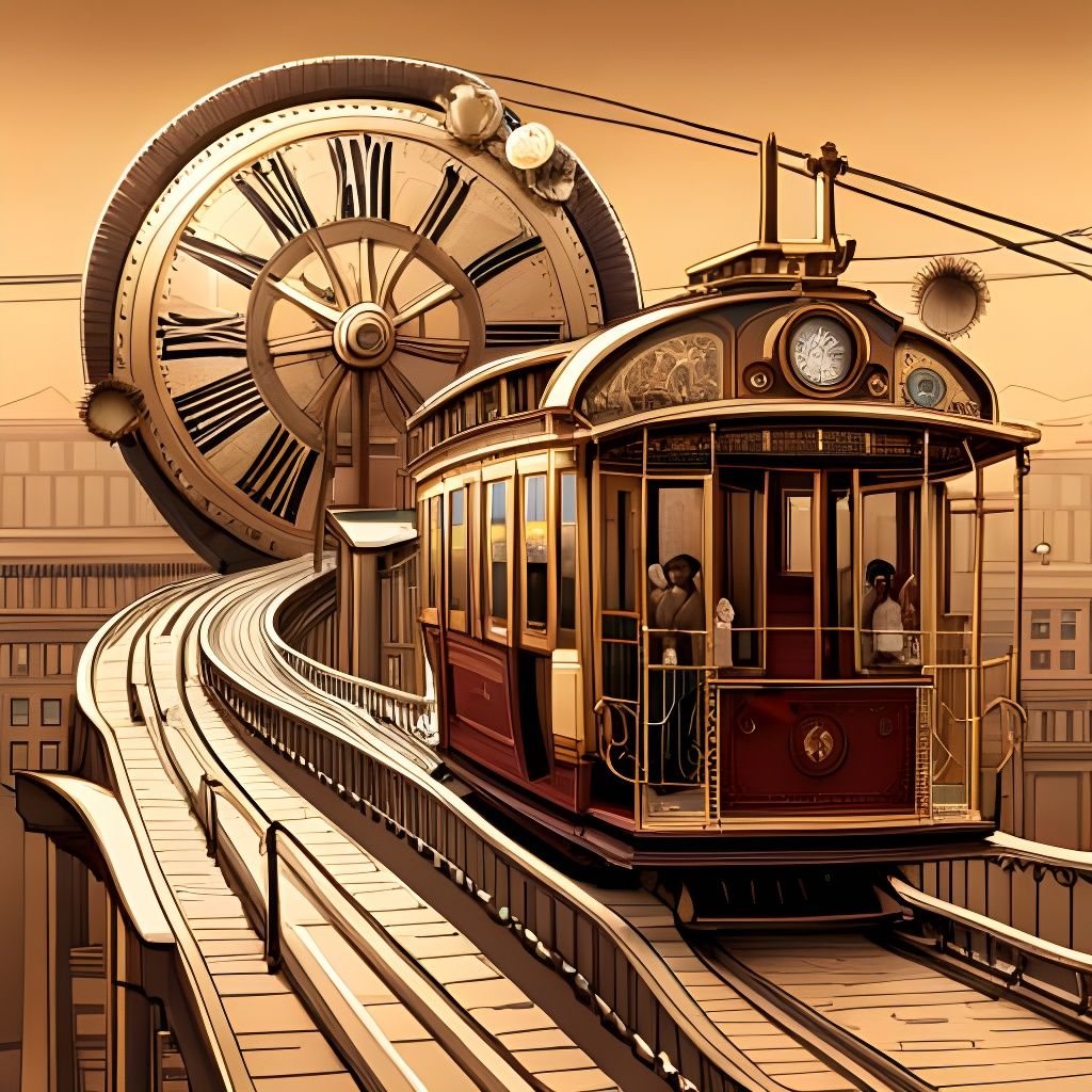 Steampunk Cable Car with Intricate Mechanical Details